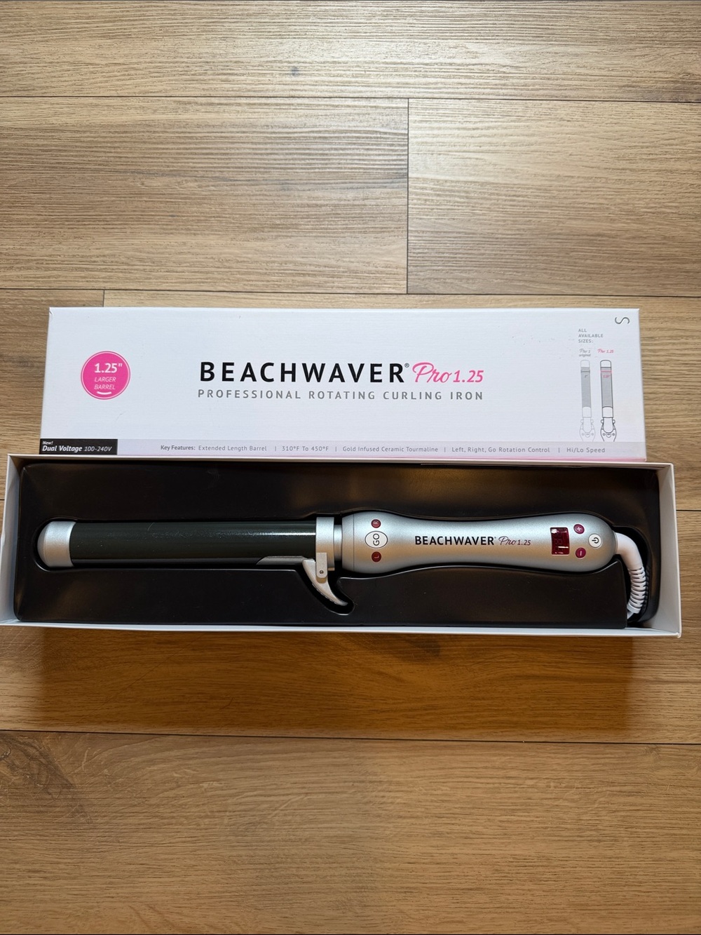 Beachwaver Pro 1.25 Rotating Curling Iron - Black/Silver